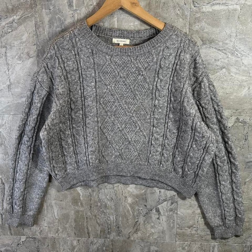 No Comment grey cable knit sweater Size L Woman's  #knitwear #cableknit